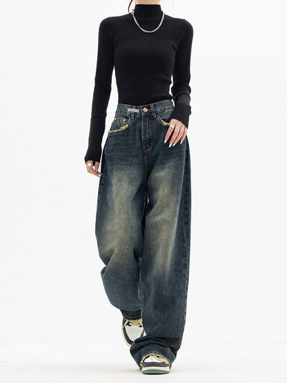 Nadine | Women's Wide-Leg Jeans in Washed Denim