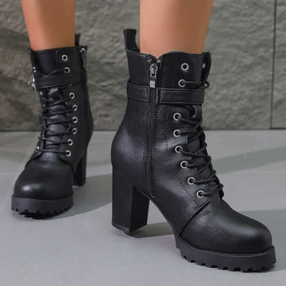 Claudia | Women's Lace-Up Ankle Boots with Schnallendetail