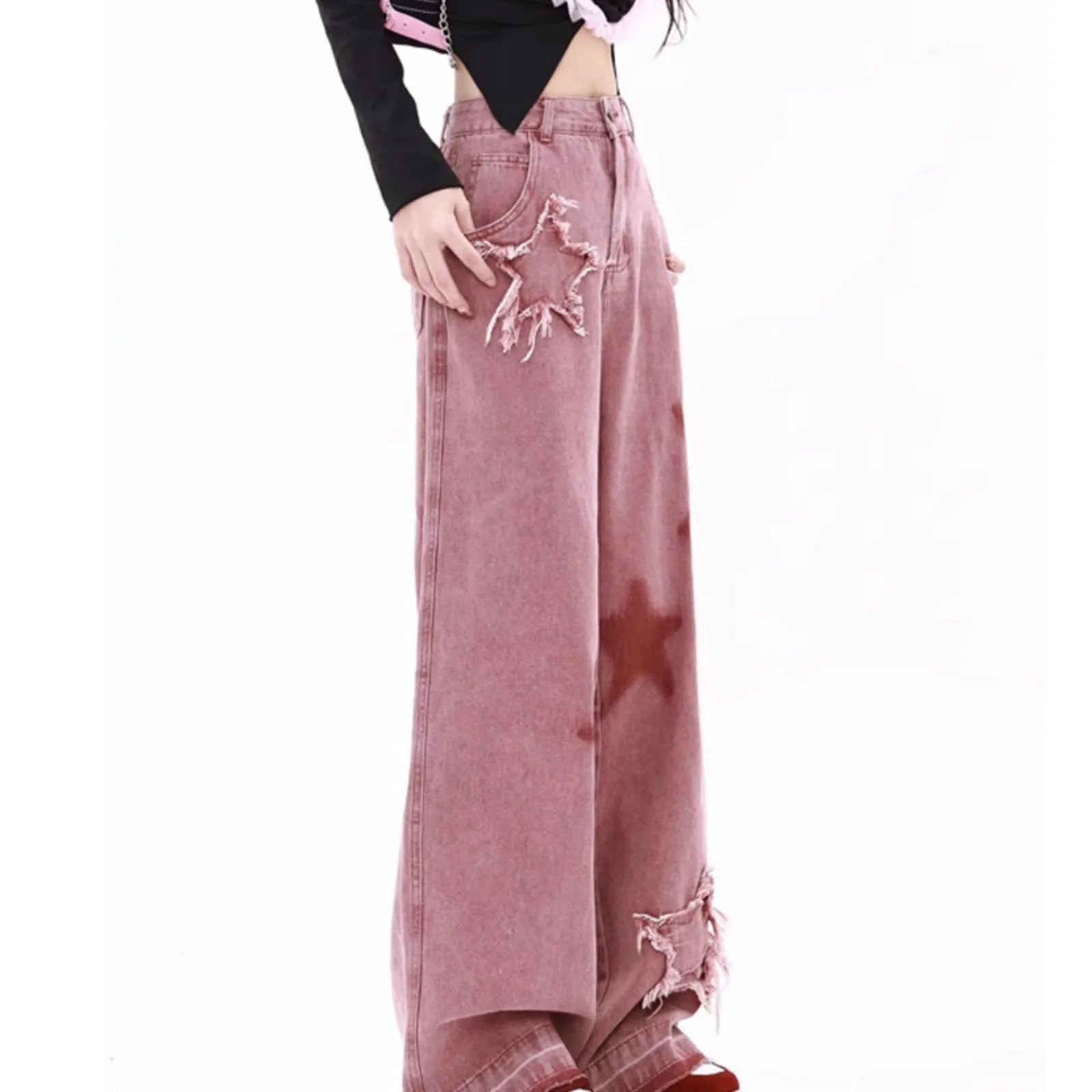 Loose Wide Leg Pants with Low Waist Embroidered Trousers Stylish Women’s Denim Jeans Fashionable Fit Milanni Fashion