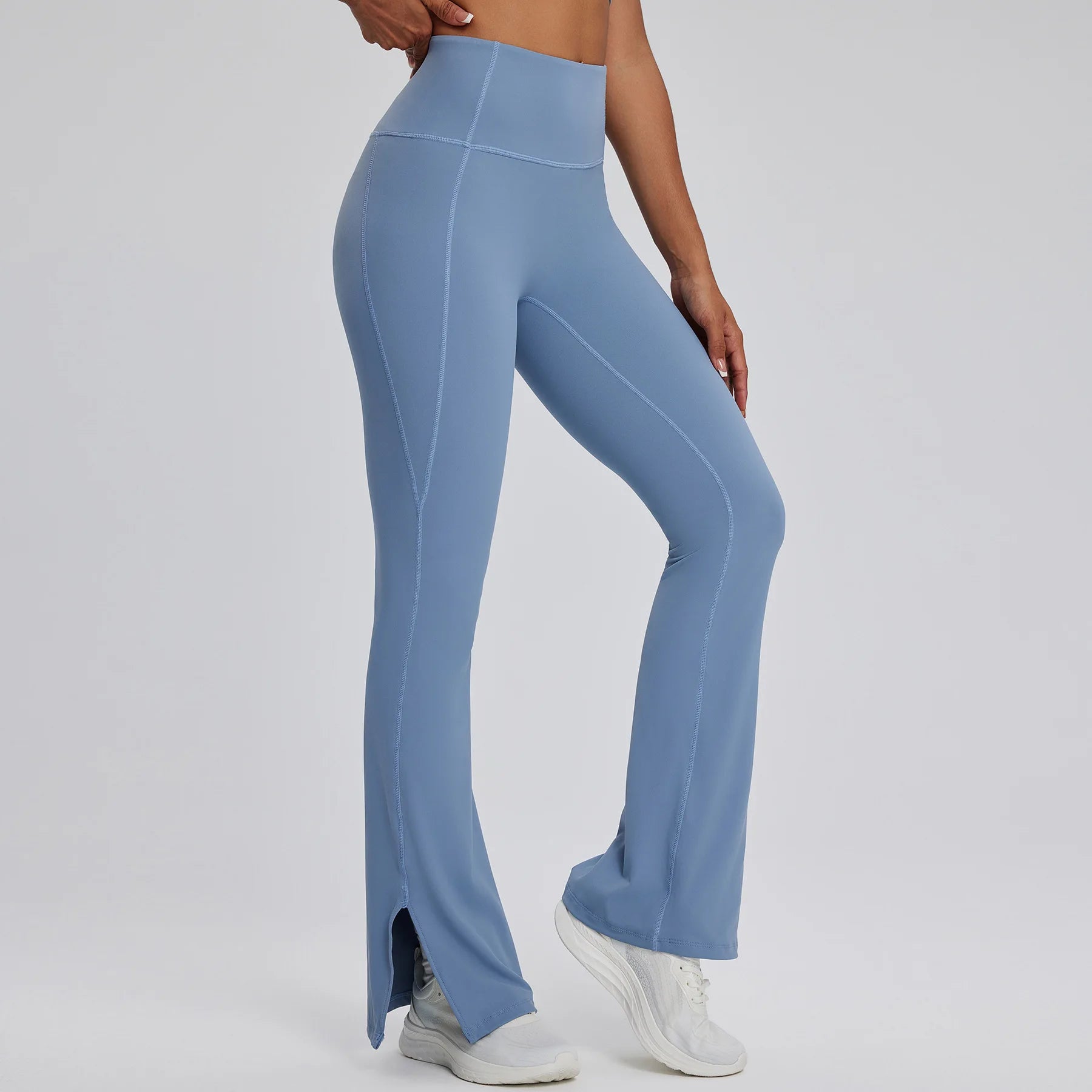 Gym Bell-bottoms Yoga Pants Sports Stretchy High Waist Athletic Workout Activewear Legging  Milanni Fashion Haze Blue XL CHINA