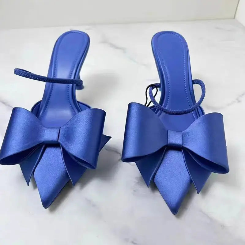 Woman Bow Knot High Heels Sexy Pointed Sling Back Pumps Heels Sandals  Milanni Fashion   