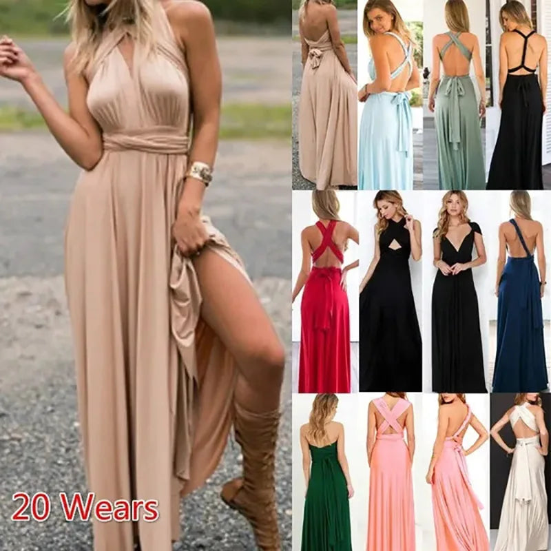 Fashion Multi-worn V-neck Vestidos De Fiesta Women Long Dress Maxi Dress Milanni Fashion   