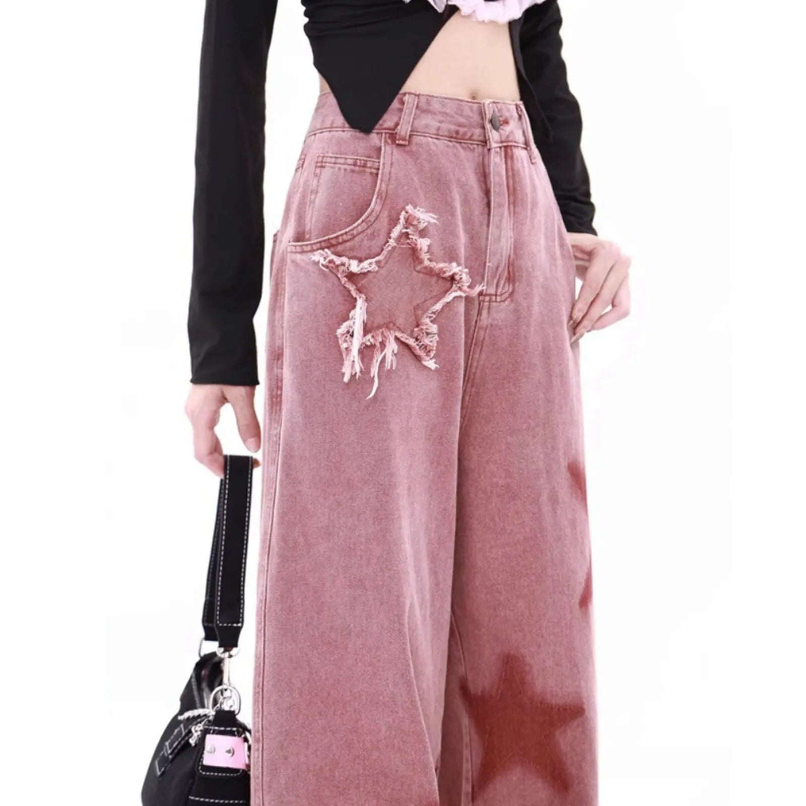 Loose Wide Leg Pants with Low Waist Embroidered Trousers Stylish Women’s Denim Jeans Fashionable Fit Milanni Fashion