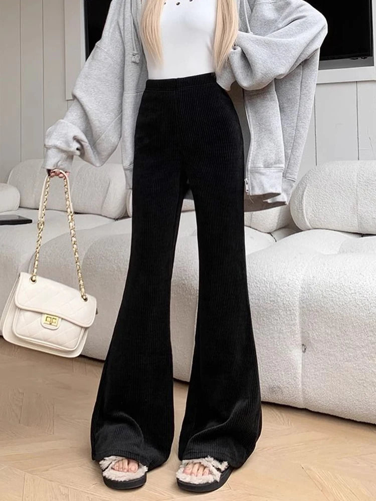 Vintage Corduroy Flare Pants for Women Casual High Waist Trousers Fall and Winter Fashion Pants Milanni Fashion