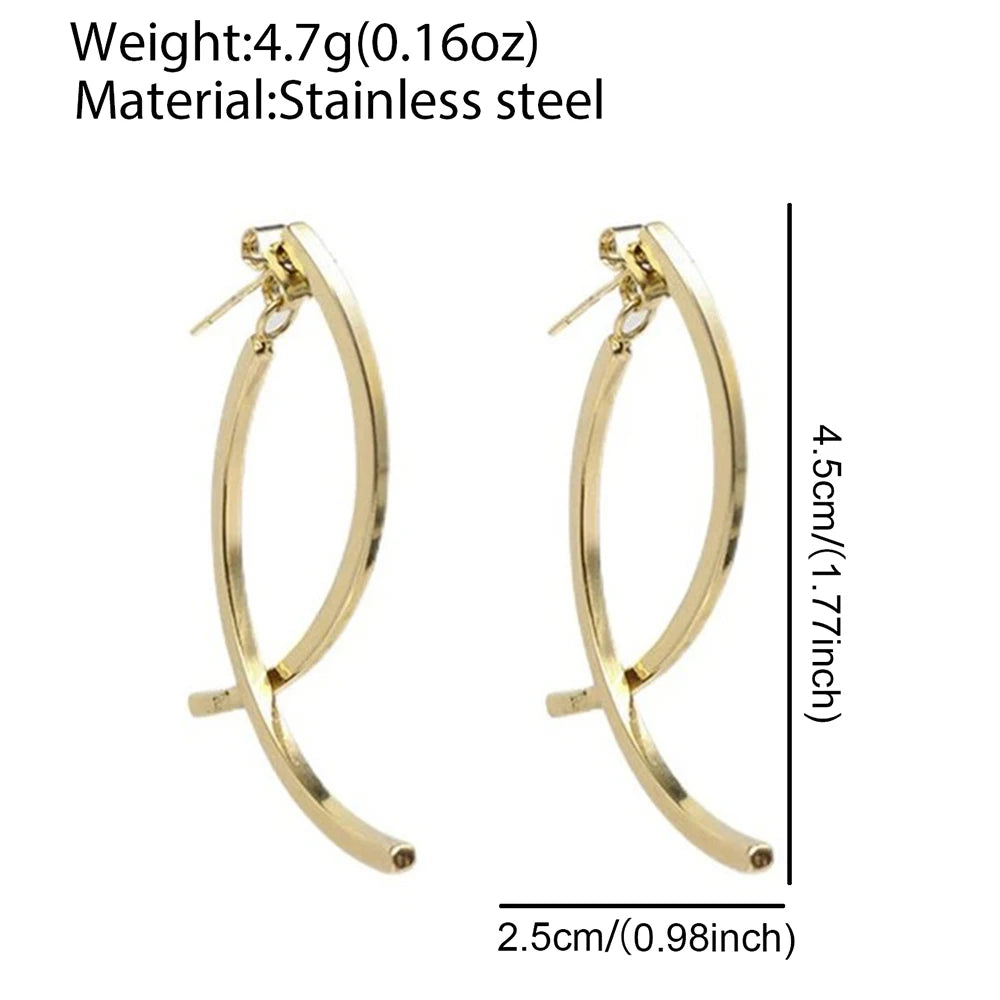 Stainless Steel Earrings with Simple Symmetry Half Arc Design Elegant Fashion Jewelry for Women Milanni Fashion