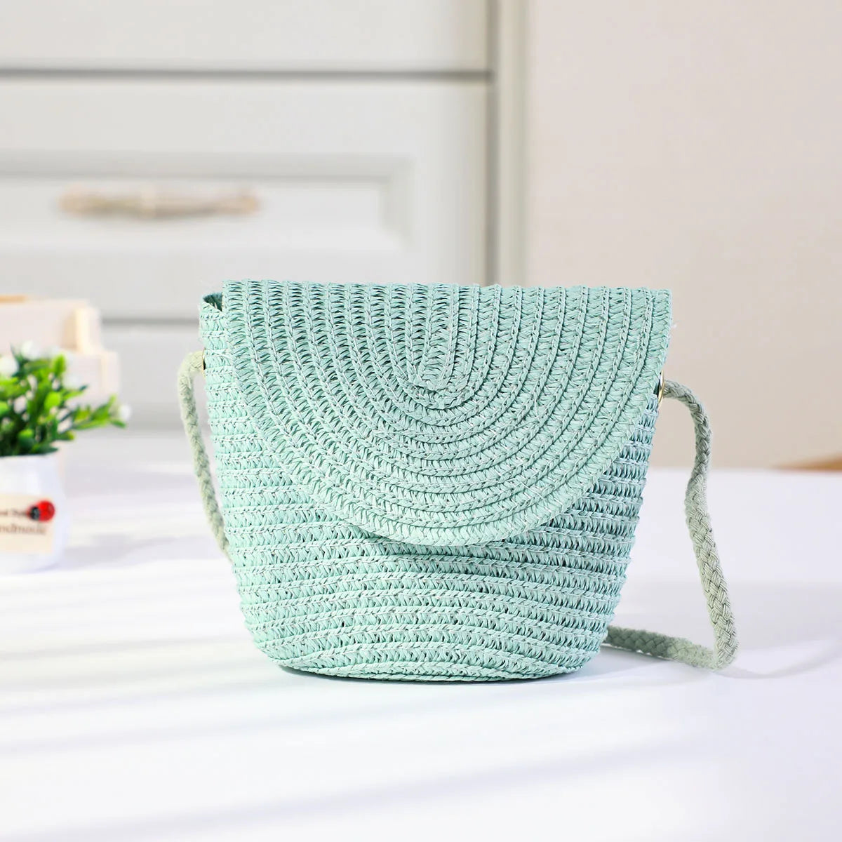 Stylish Straw Woven Beach Crossbody Bag for Women Casual Summer Handbag Perfect for Outdoors Milanni Fashion Green