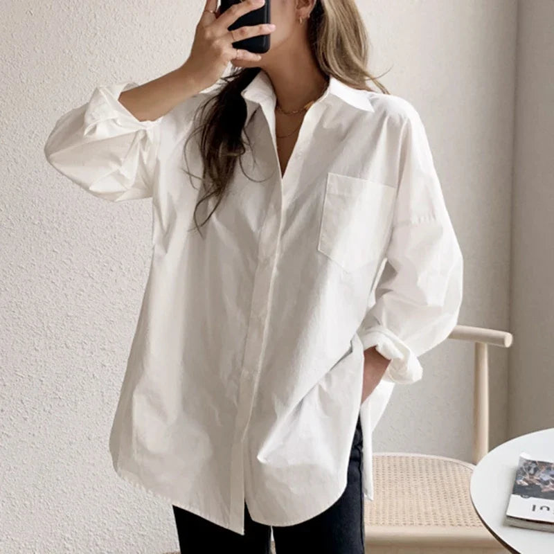 Casual Loose Cotton Blouse Fashionable Long Sleeve Shirt Comfortable Everyday Wear for Women Milanni Fashion