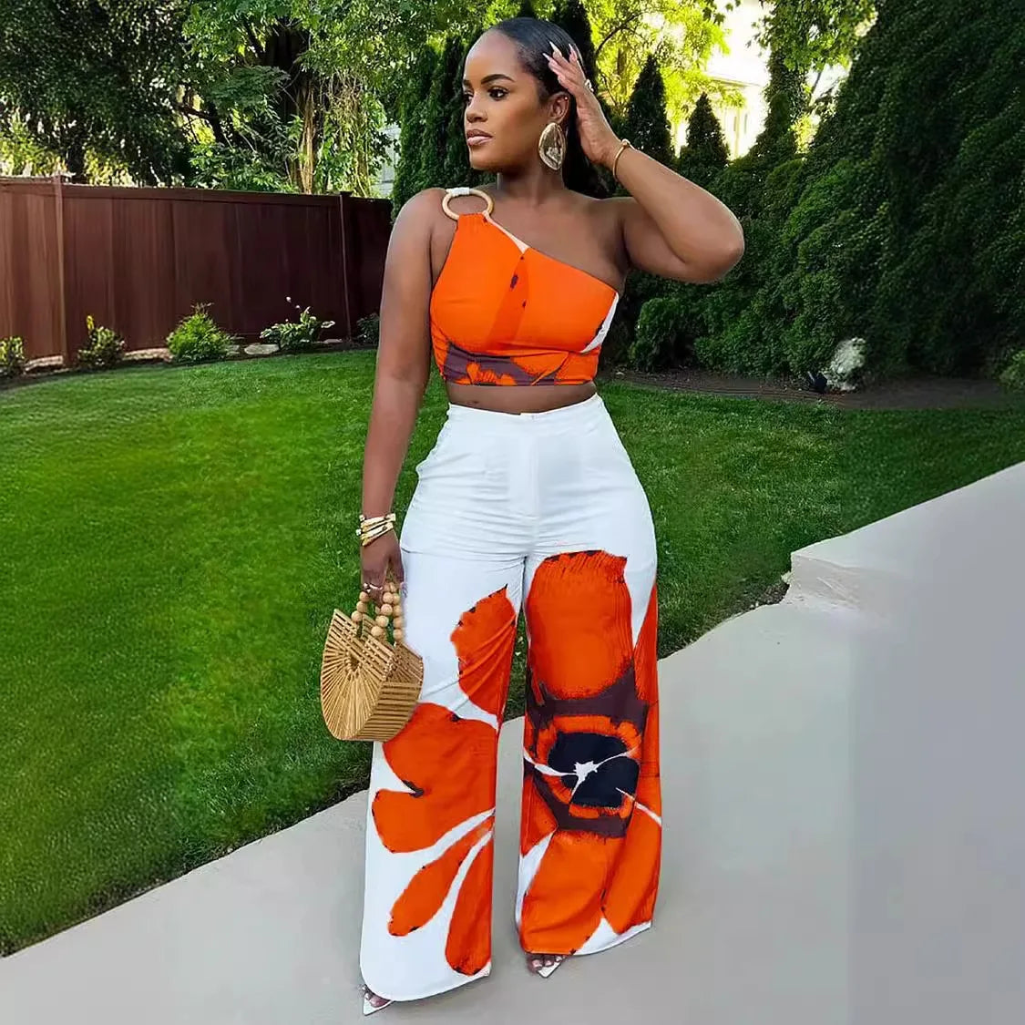 Sexy Matching Outfit Set 2024 Women Luxury Party Elegant 2 Piece Set  Milanni Fashion Orange L 