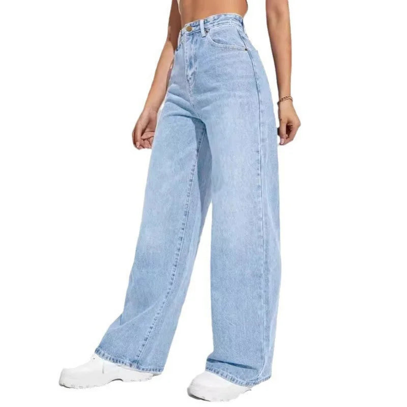 High Waist Straight Leg Denim Trousers for Women Casual Cross-Border Fashion Jeans Pants Milanni Fashion