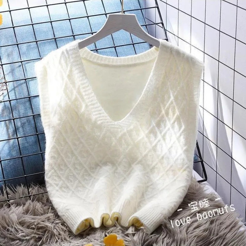 Waistcoat Cropped Pullover Sweater Short V-Neck Knit Vests for Women  Milanni Fashion   