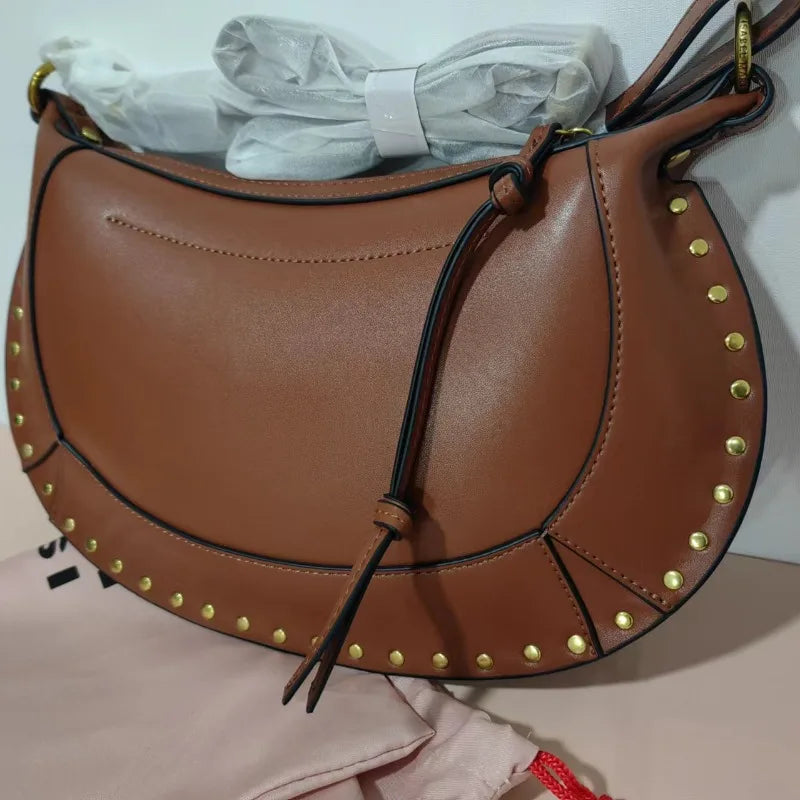 Genuine Leather Messenger Handbag Luxury Crossbody Bag for Women  Milanni Fashion Brown  