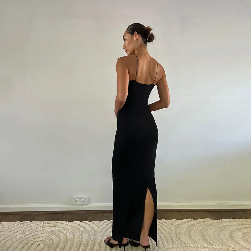 Sexy Hollow Out Bodycon Party Club Maxi Split Dress for Women Maxi Dress Milanni Fashion   