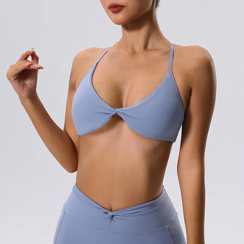 Push-Up Sports Bra For Women Breathable Yoga & Gym Crop Top for Fitness & Running Milanni Fashion Light Blue M CHINA