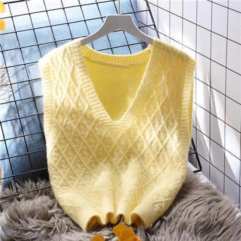 Waistcoat Cropped Pullover Sweater Short V-Neck Knit Vests for Women  Milanni Fashion   