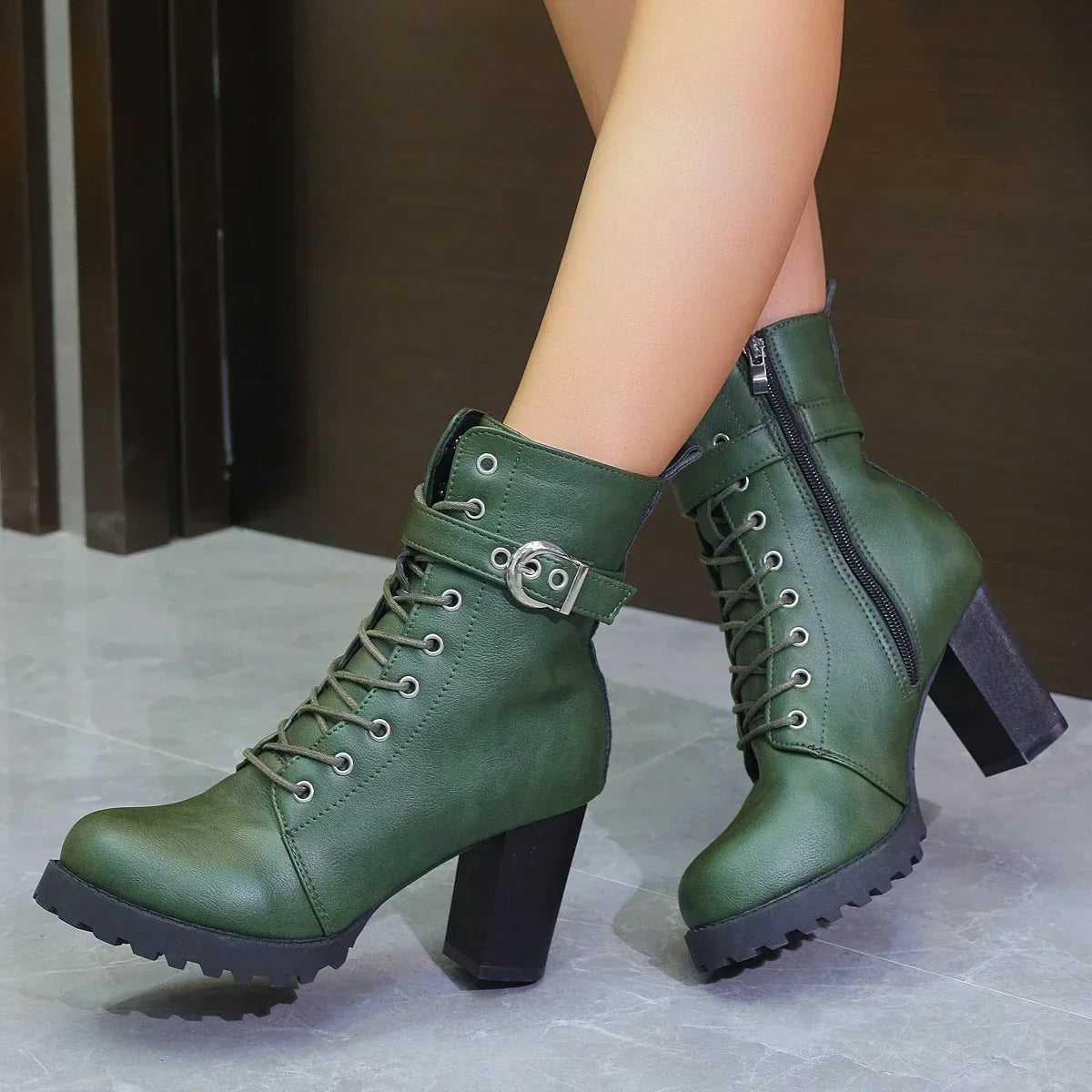 Claudia | Women's Lace-Up Ankle Boots with Schnallendetail