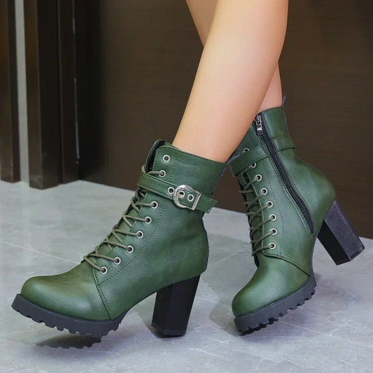 Claudia | Women's Lace-Up Ankle Boots with Schnallendetail