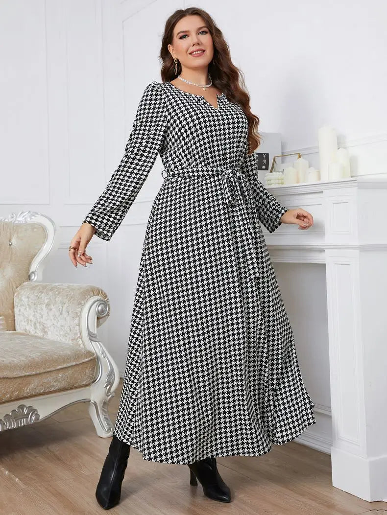 Round Neck Plaid Dress for Women Polyester Elegant and Pretty Summer Woven, Linen Clothing  Milanni Fashion   