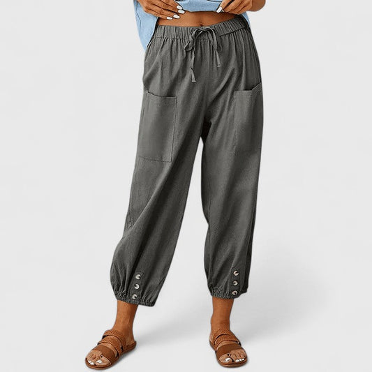 Orestina | Breathable Linen Wide-Leg High-Waist Pants