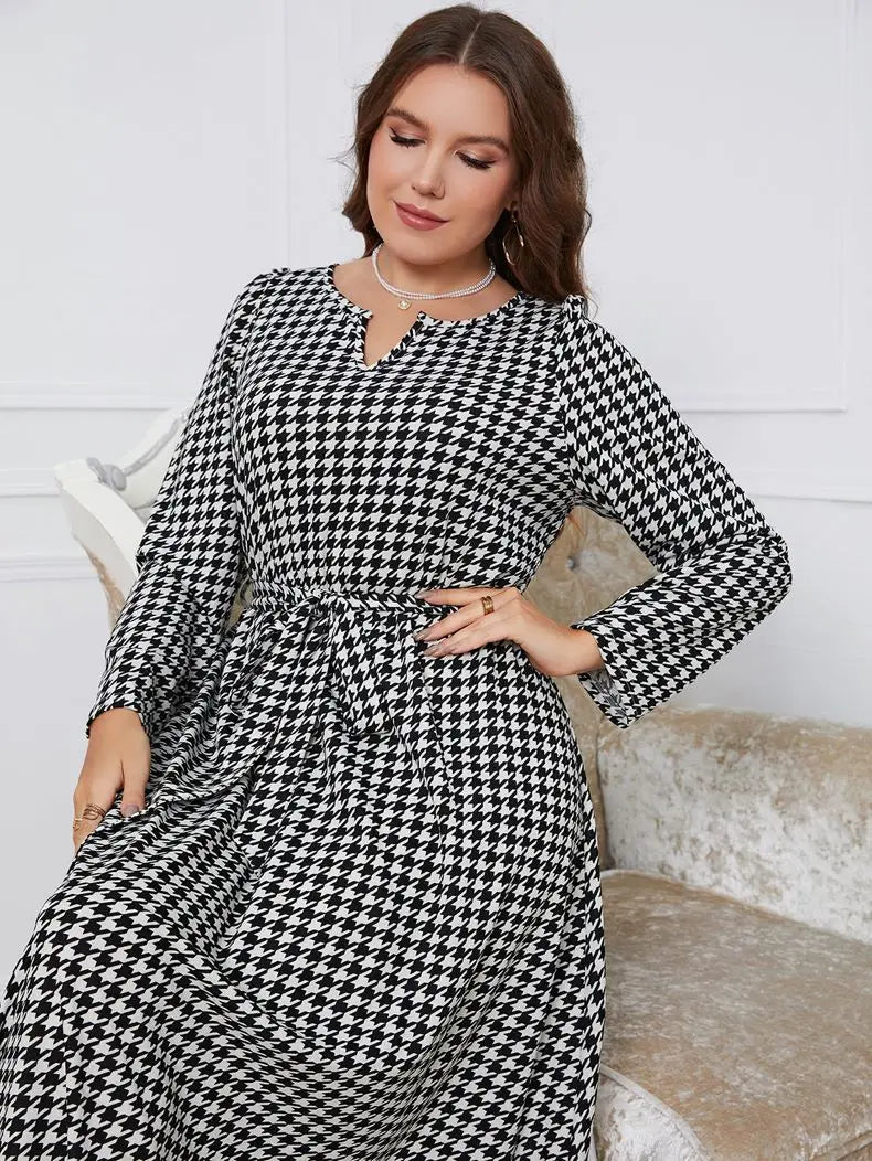 Round Neck Plaid Dress for Women Polyester Elegant and Pretty Summer Woven, Linen Clothing  Milanni Fashion   