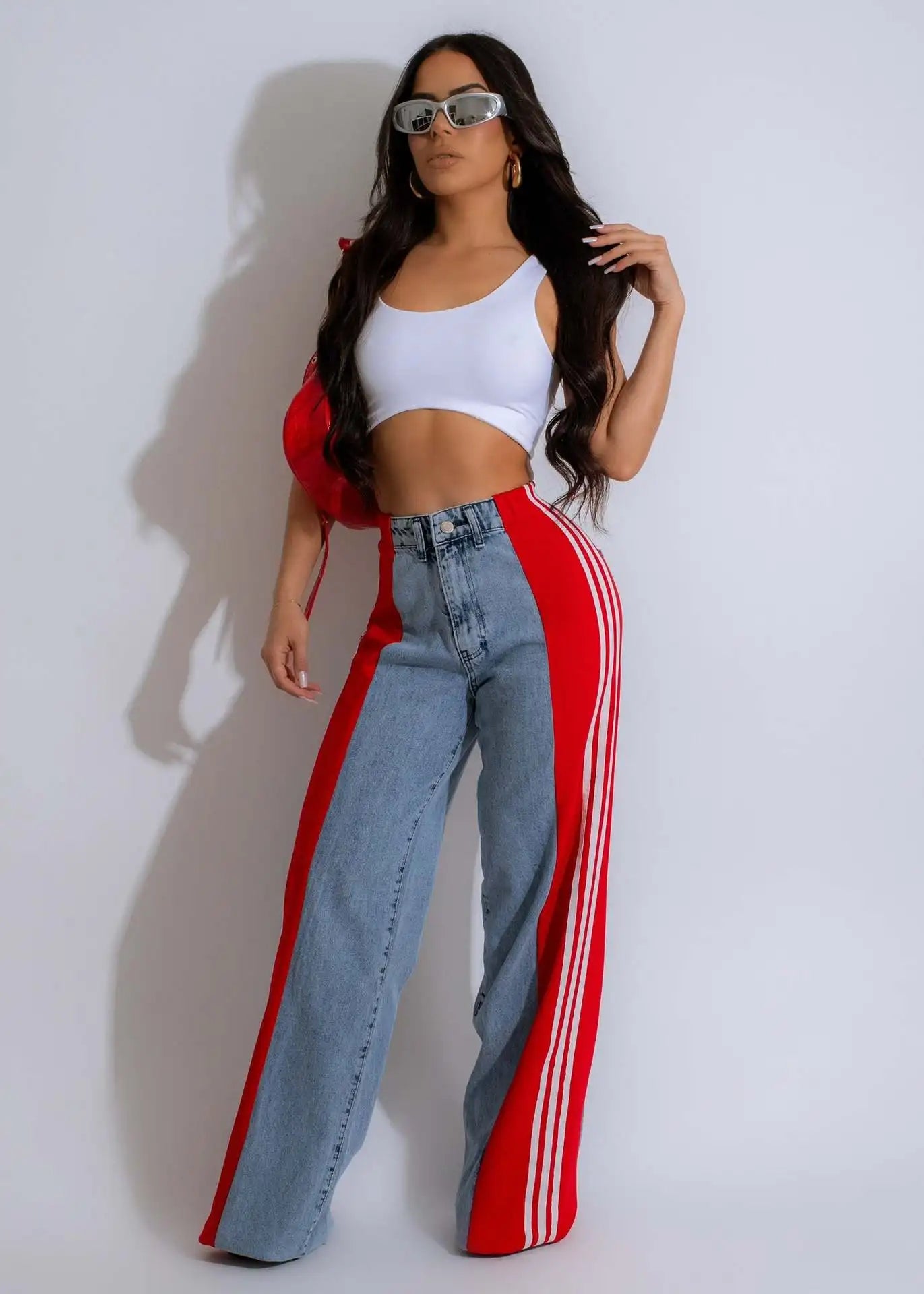 Women's Jeans Summer Patchwork High-Waist Loose Straight-Leg Casual Pants Stylish Comfortable Trousers Milanni Fashion