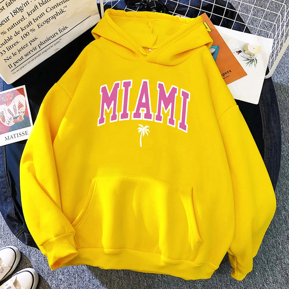 Miami Beach Florida USA Street Women's Hoodie Loose Breathable Fleece Streetwear Casual Clothing Milanni Fashion