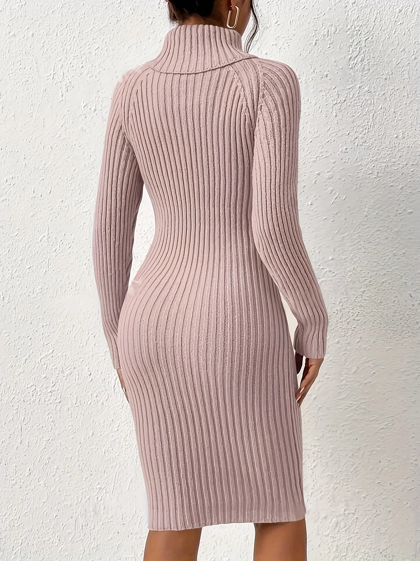 New Autumn And Winter Style High-Necked Slim-Fitting Knit Dress Chic And Fashionable Design  Milanni Fashion   