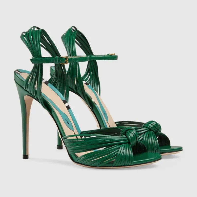 Shallow Gold Stiletto Sandals Fashion Luxury Party Shoes for Women Elegant Banquet Footwear Milanni Fashion Green 38