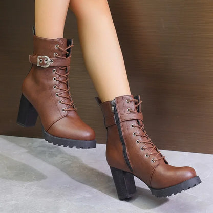 Claudia | Women's Lace-Up Ankle Boots with Schnallendetail