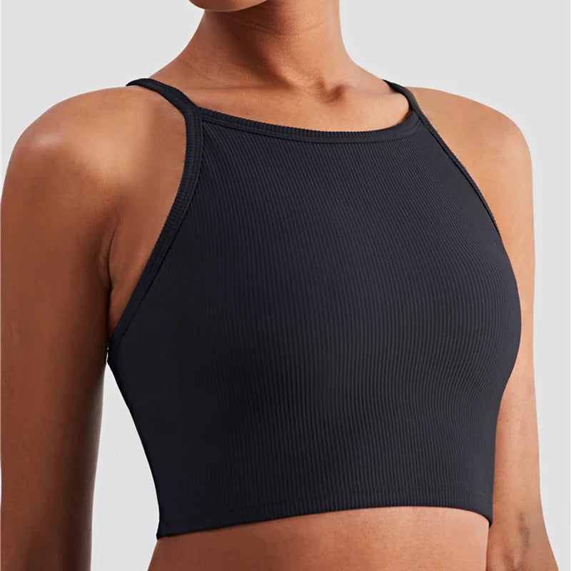 Ribbed Push-Up Crop Top Fitness Corset Women's Sport Strap Bra for Gym and Yoga Activewear Milanni Fashion