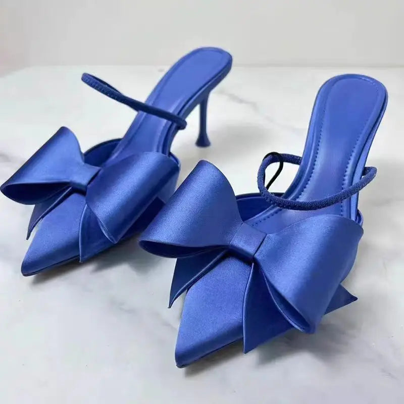 Woman Bow Knot High Heels Sexy Pointed Sling Back Pumps Heels Sandals  Milanni Fashion   