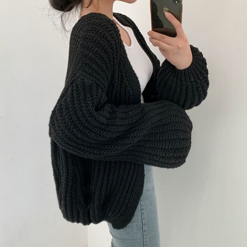 Carmen | Women's Casual Knit Cardigan with Chunky Knit and Open Front