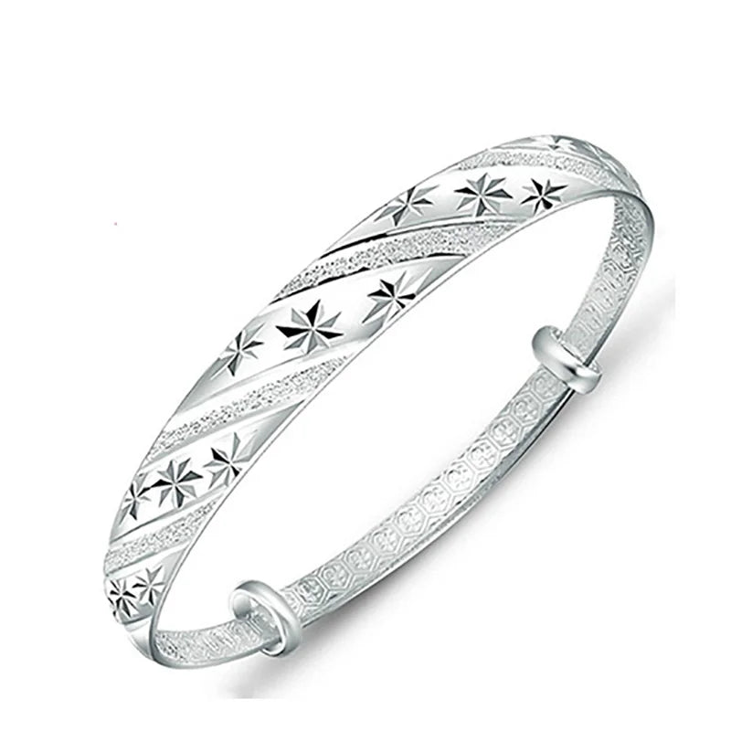 Fashion 925 Sterling Silver Meteor Shower Bracelet Lucky Bangle Wedding Jewelry for Women Milanni Fashion Silver