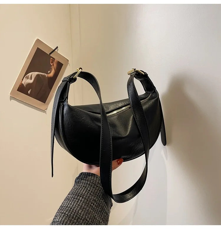 Structured Adjustable Fabric Crossbody Bag for Women Stylish Practical Shoulder Bag Casual Handbag Milanni Fashion Black