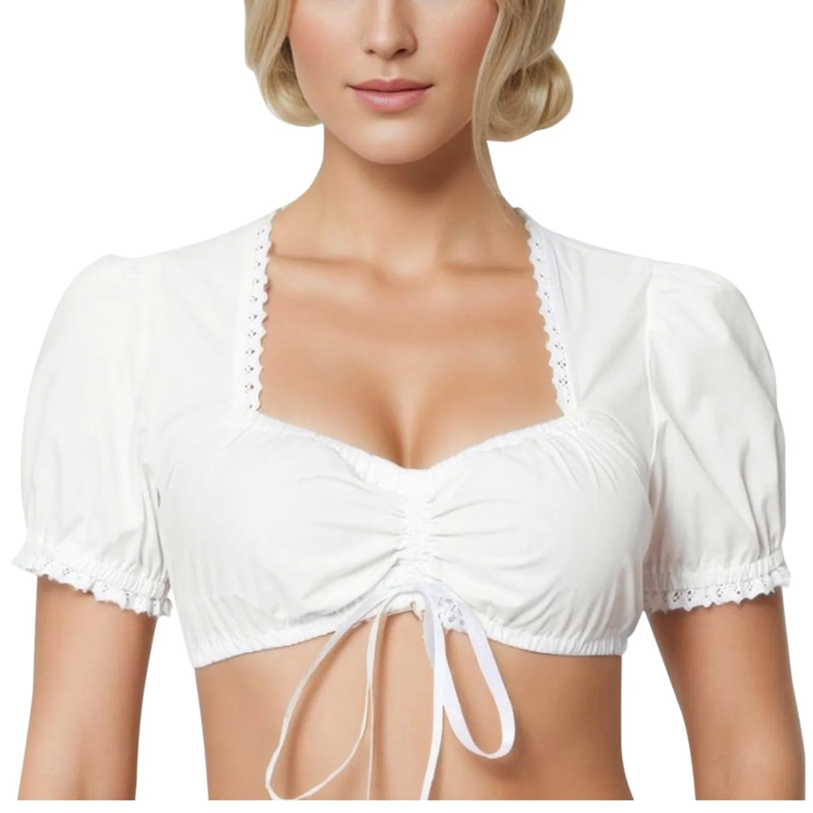 Women's Elegant Dirndl Blouse White  Milanni Fashion   