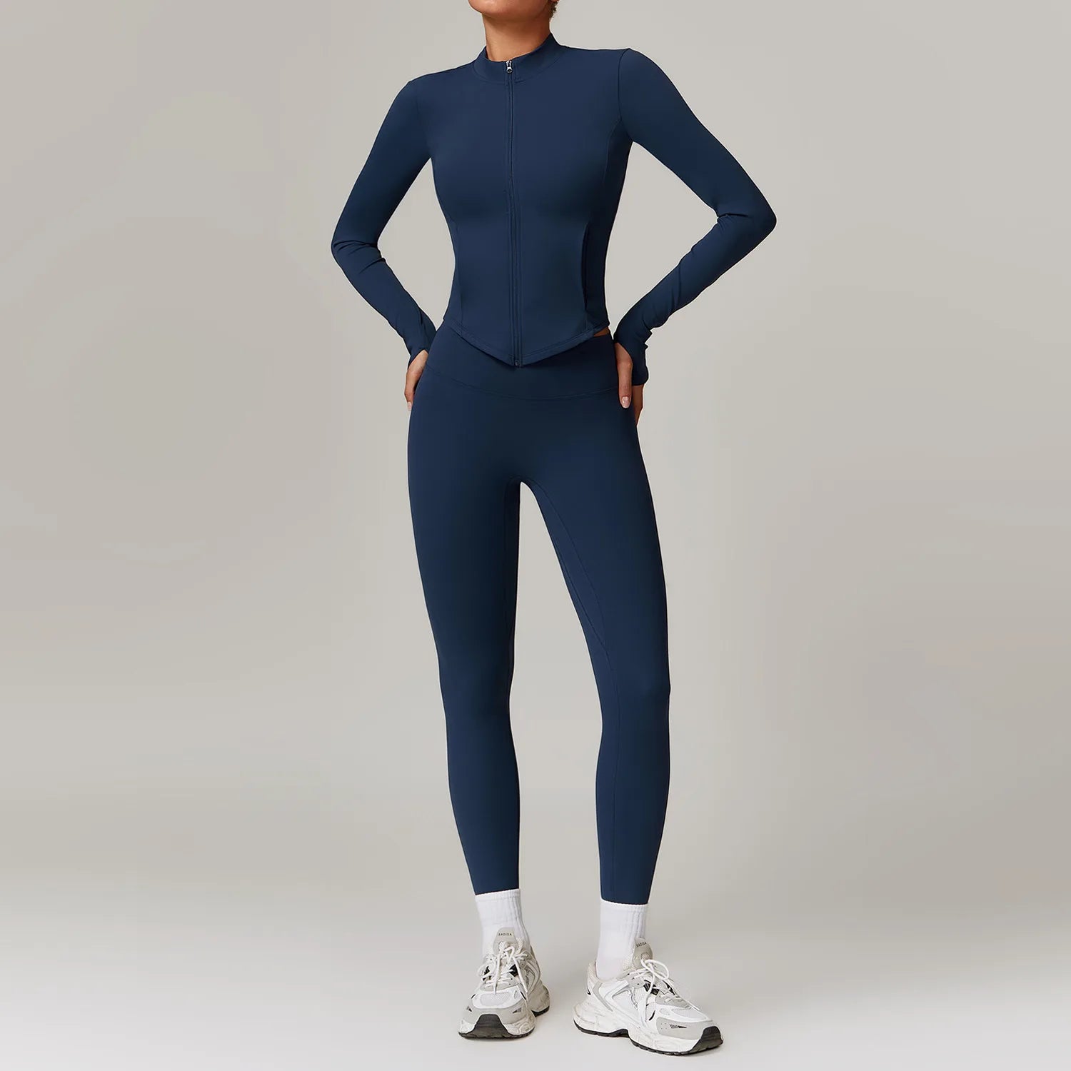 Yoga Suit Women Gym Set Running Workout Sportswear Female Long Sleeve Tracksuit  Milanni Fashion Badge Blue Set-1 XL CHINA