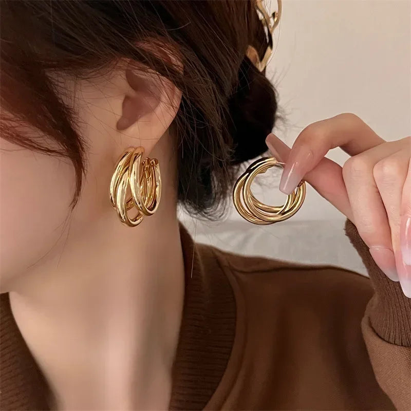 Vintage Stainless Steel Hoop Earrings Fashionable Geometric Round Circle Design for Women Milanni Fashion