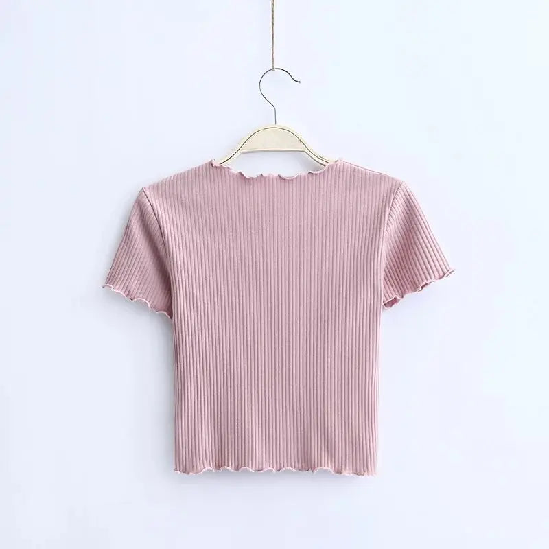 Vintage O-Neck Short Sleeve T-Shirt for Women Slim Fit Casual Top Stylish Everyday Wear Milanni Fashion