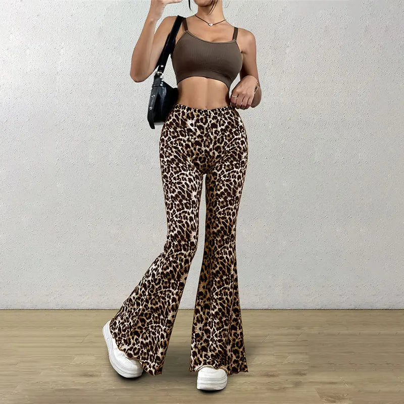 High Waist Leopard Print Flare Leggings Pants Women Fashion Sexy Bodycon Trousers Slim Club Wear Milanni Fashion