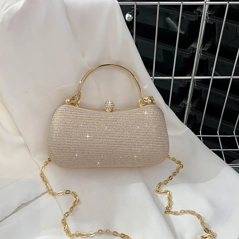 Cute Small PVC Shoulder Crossbody Bag for Women Luxury Party Evening Handbag Stylish and Elegant Purse Milanni Fashion Gold