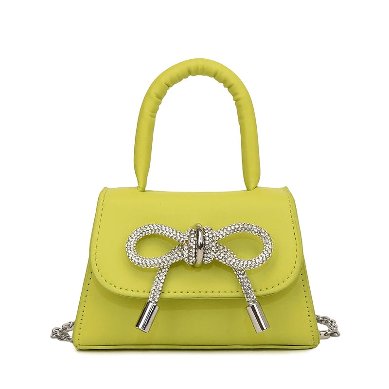 Bow Design Solid Color Mini Shoulder Bag PU Leather Flap Crossbody Bag  Milanni Fashion   