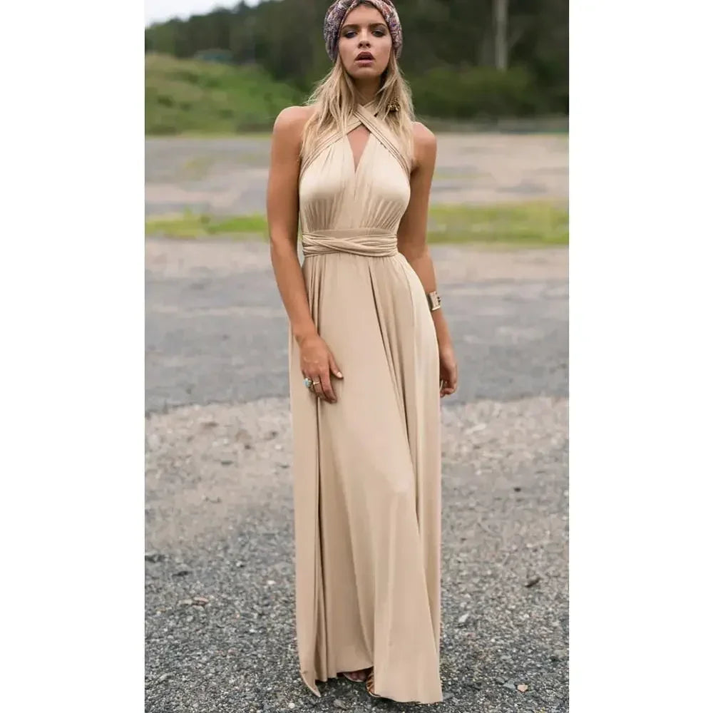 Fashion Multi-worn V-neck Vestidos De Fiesta Women Long Dress Maxi Dress Milanni Fashion   