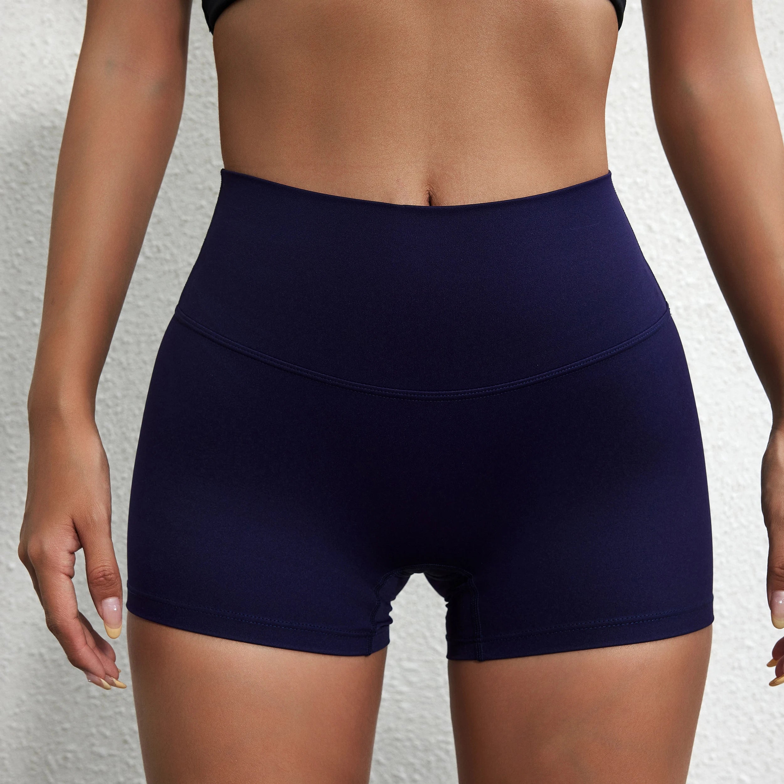 Sexy Solid Color Women Fitness Sport Short High Waist Athletic Yoga Shorts  Milanni Fashion midnight blue purple L 