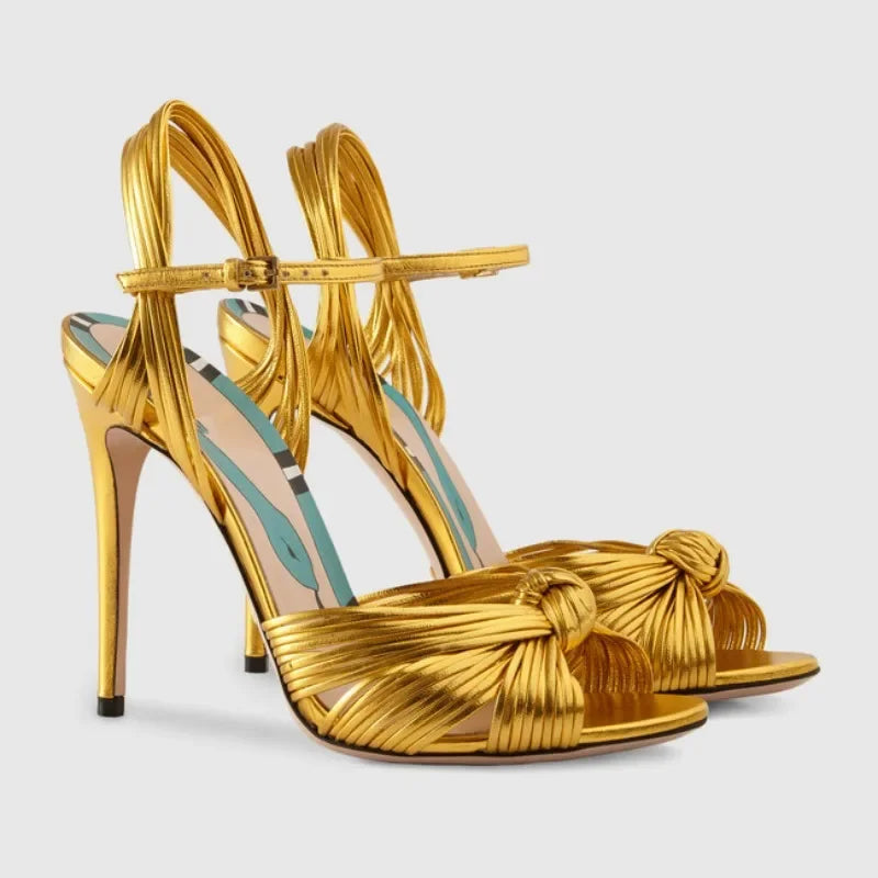 Shallow Gold Stiletto Sandals Fashion Luxury Party Shoes for Women Elegant Banquet Footwear Milanni Fashion Golden 38