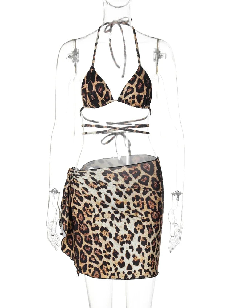 Sexy Leopard Bra Cami and Mini Skirt Two-Piece Set for Women Party Club Beach Vacation Stylish Outfit Milanni Fashion