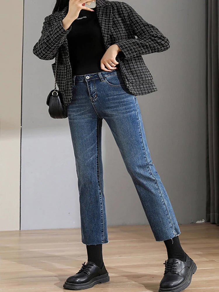 Black High-Waist Streetwear Jeans Elastic Straight-Leg Denim Pants for Women  Milanni Fashion   