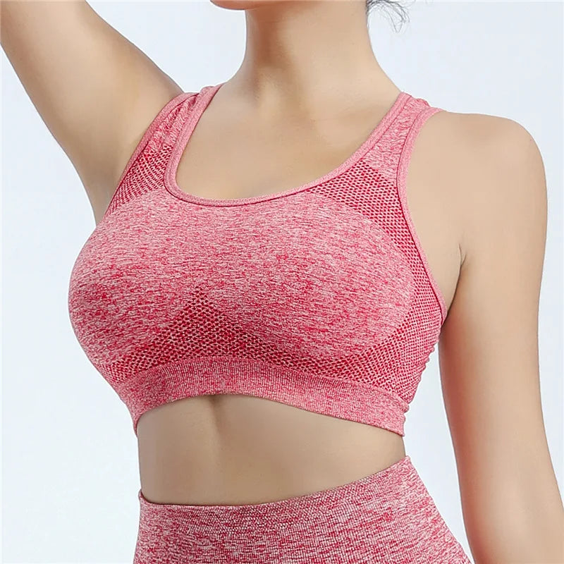 Women Fitness Yoga Bra Underwear Sport Top Breathable Running Vest Gym Wear  Milanni Fashion Red M(40-60KG) 