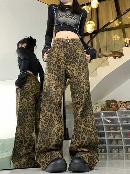 Jade | Women's Wide-Leg Relaxed Leopard Jeans