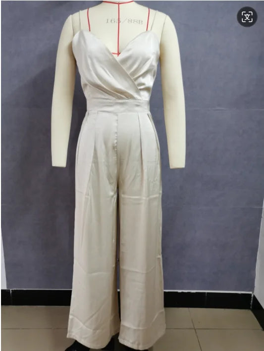 Spring Jumpsuit Suspender Waist Straight Leg Mop Style Minimalist Jumpsuit  Milanni Fashion   