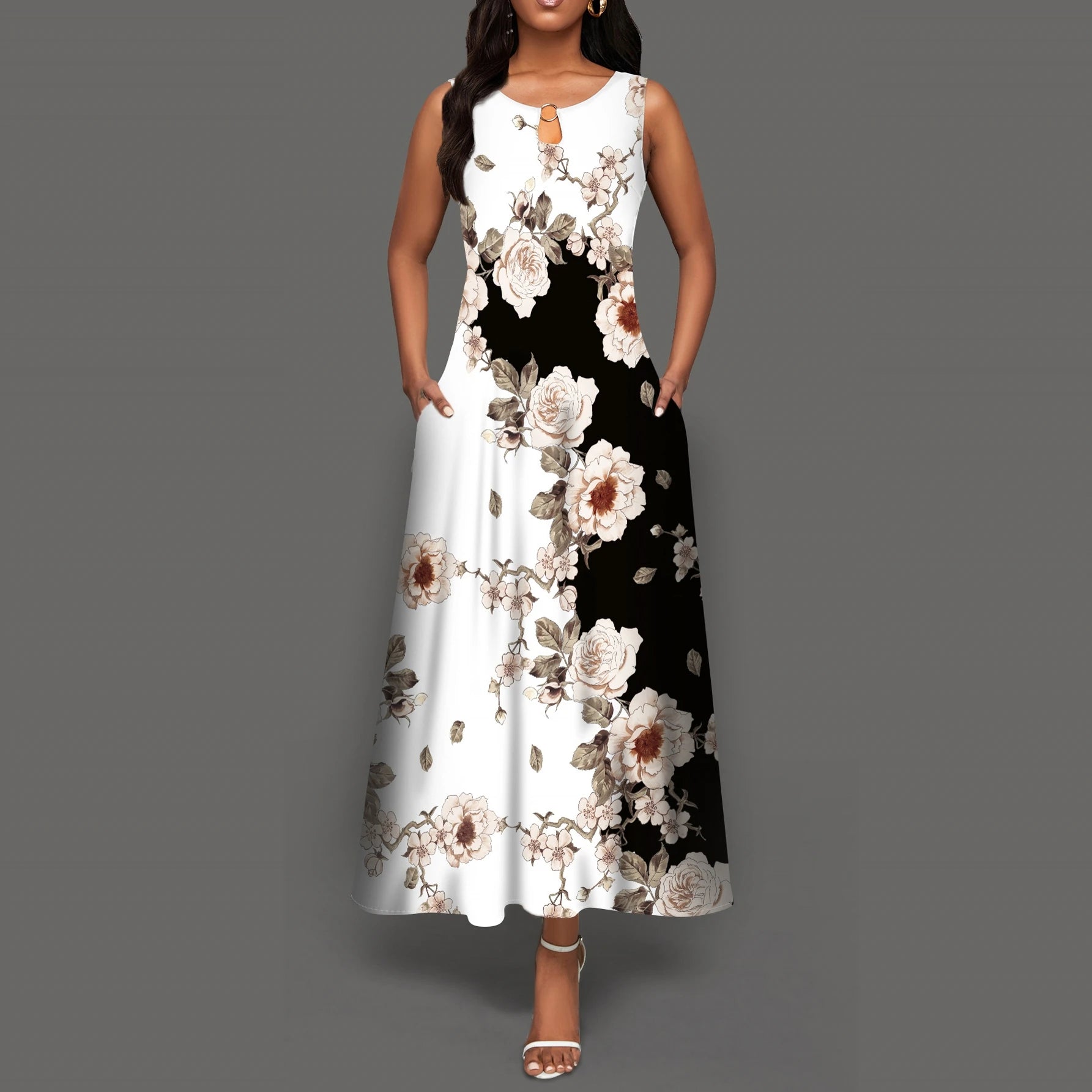 Flower Print New Casual Sleeveless Long Dress Maxi Dress Milanni Fashion   