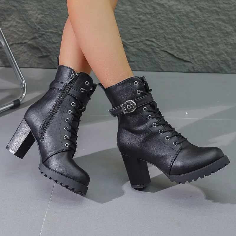 Claudia | Women's Lace-Up Ankle Boots with Schnallendetail